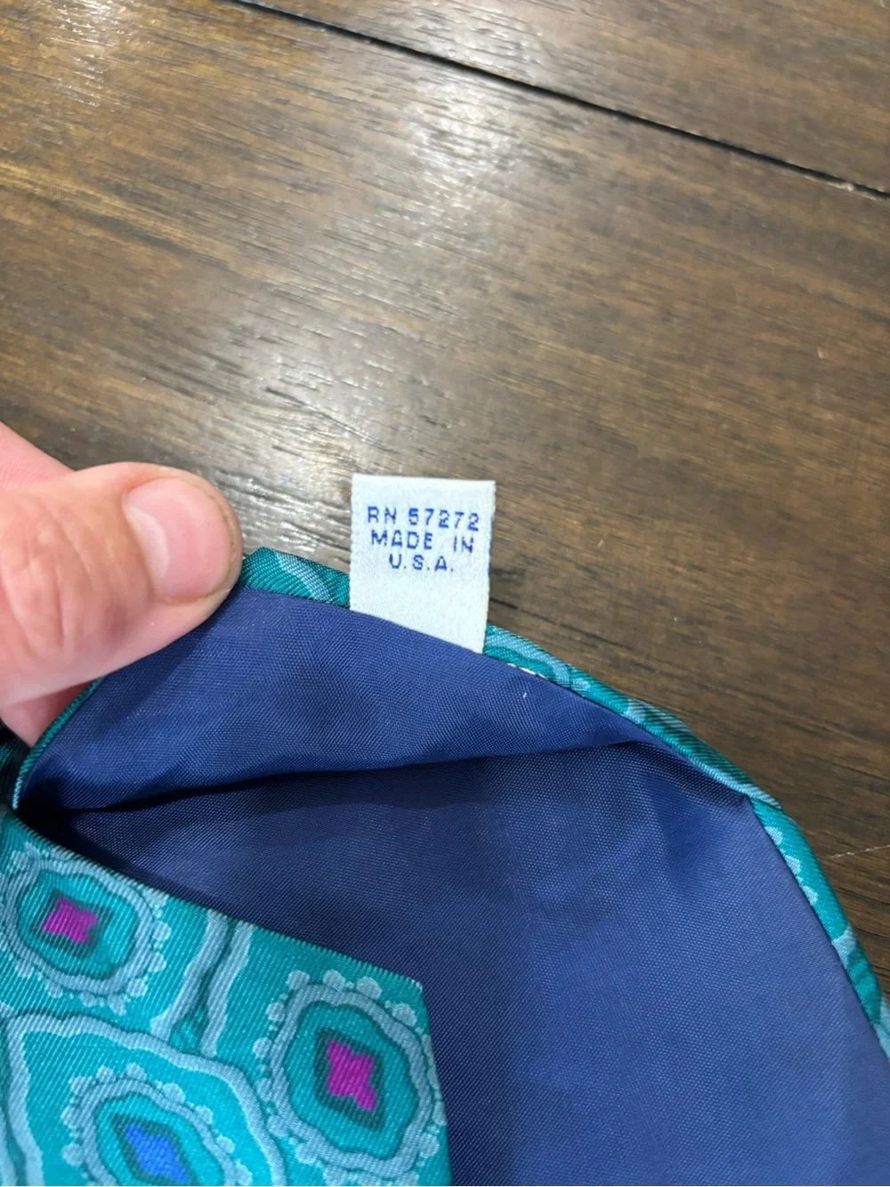 Perry Ellis Portfolio 100% Silk Teal Turquoise Geometric Tie Made in USA